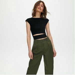 Aritzia Wilfred Yacine Cut Out Ribbed Knit T-Shirt